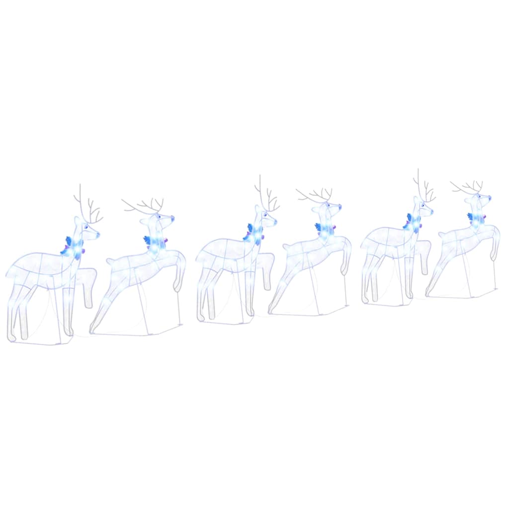 LED Reindeers 6 pcs White Fabric